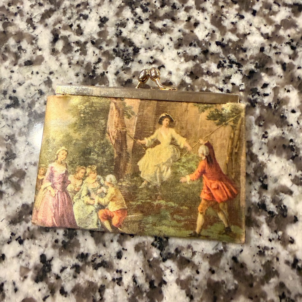 Vintage Style Clutch with Artistic Print
